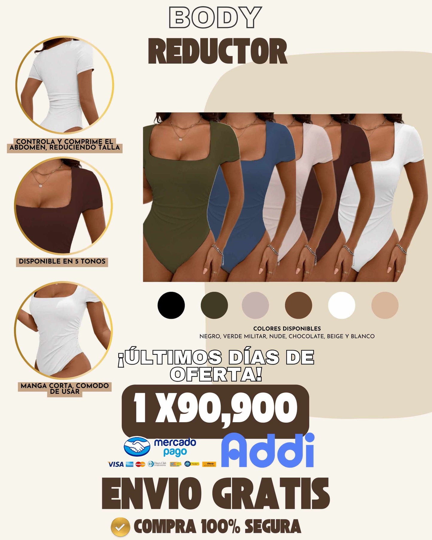 BODY REDUCTOR MANGA CORTA x 1 UND