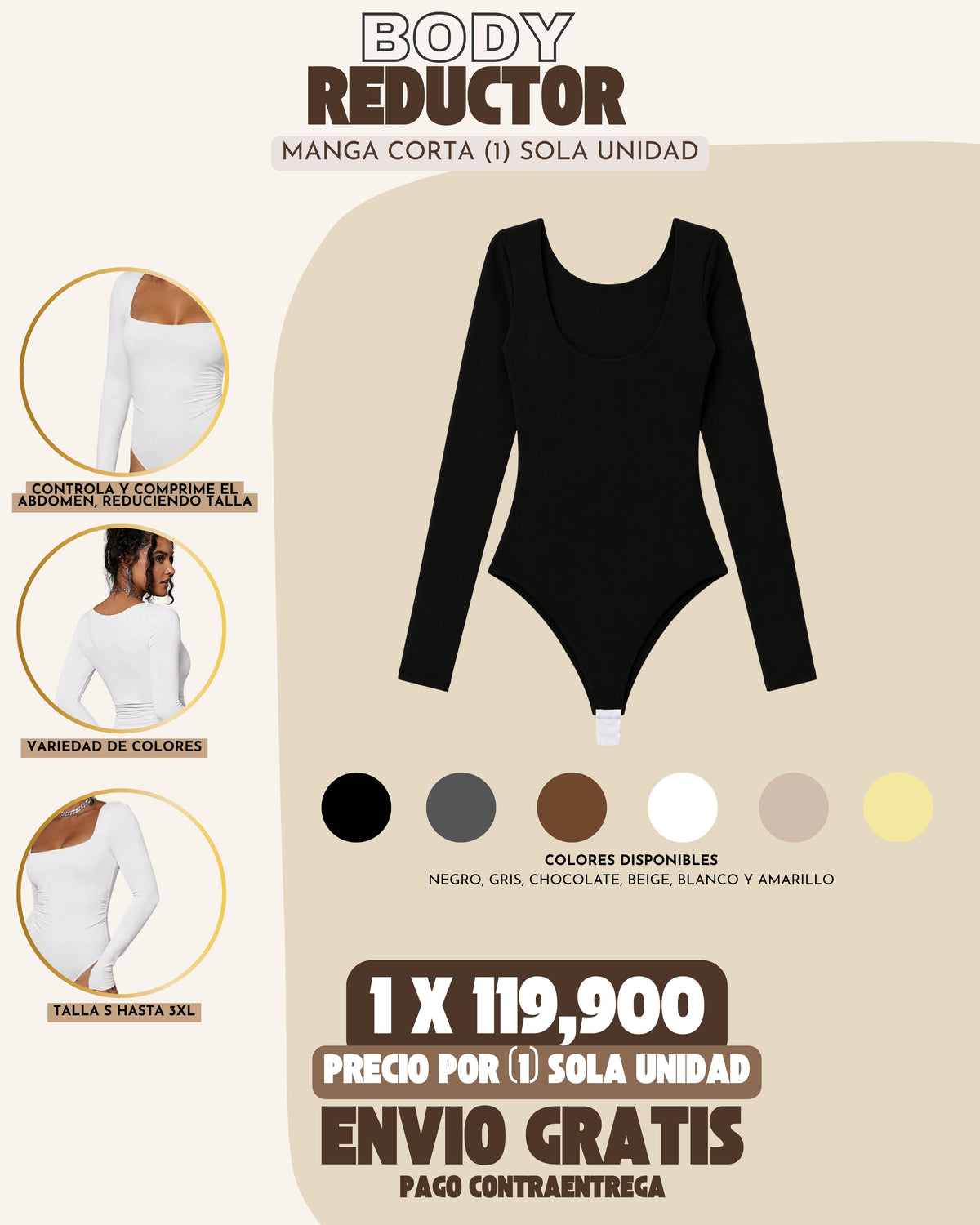 BODY REDUCTOR MANGA LARGA x 1 UND