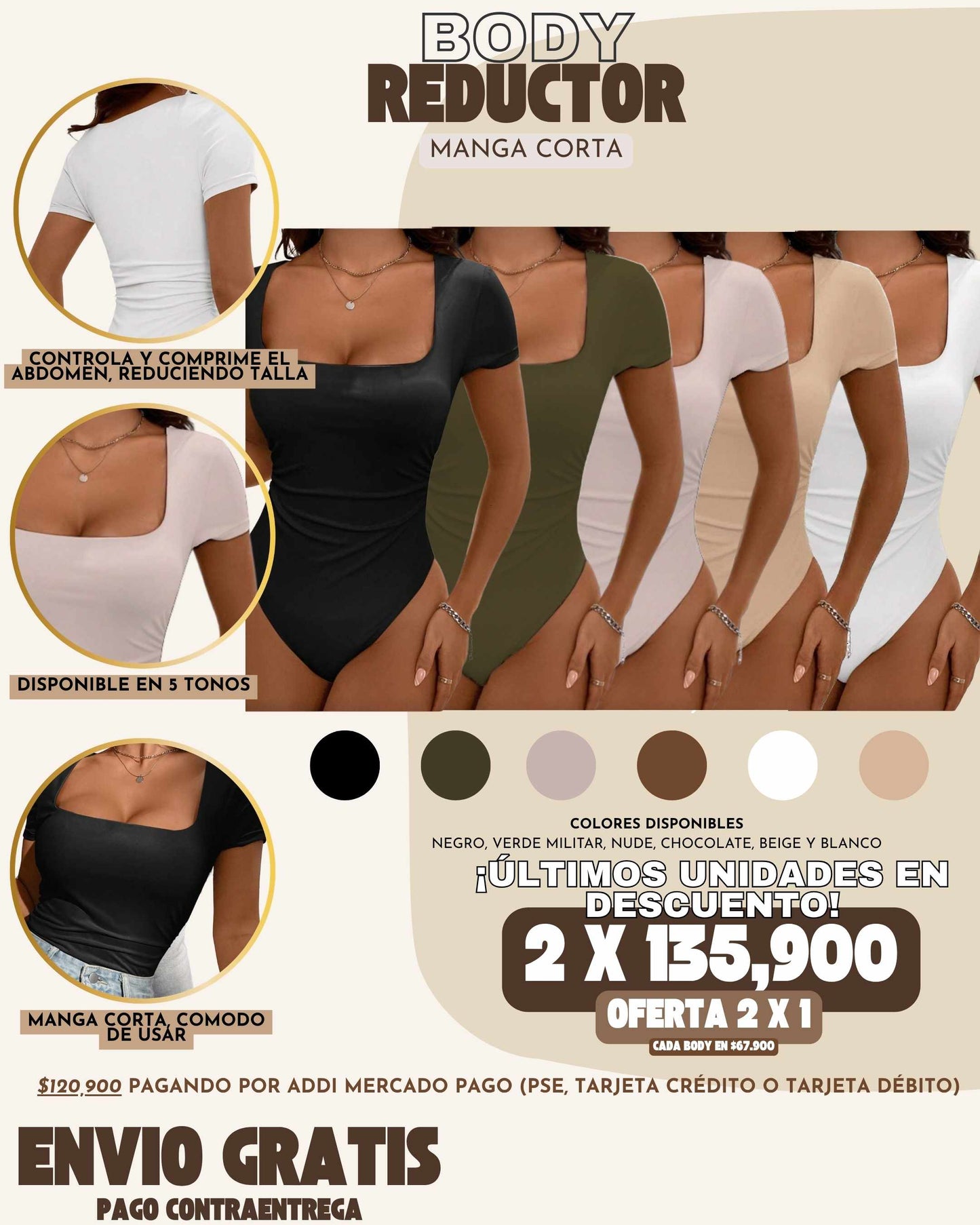 2 X 1 BODYS REDUCTORES MANGA CORTA