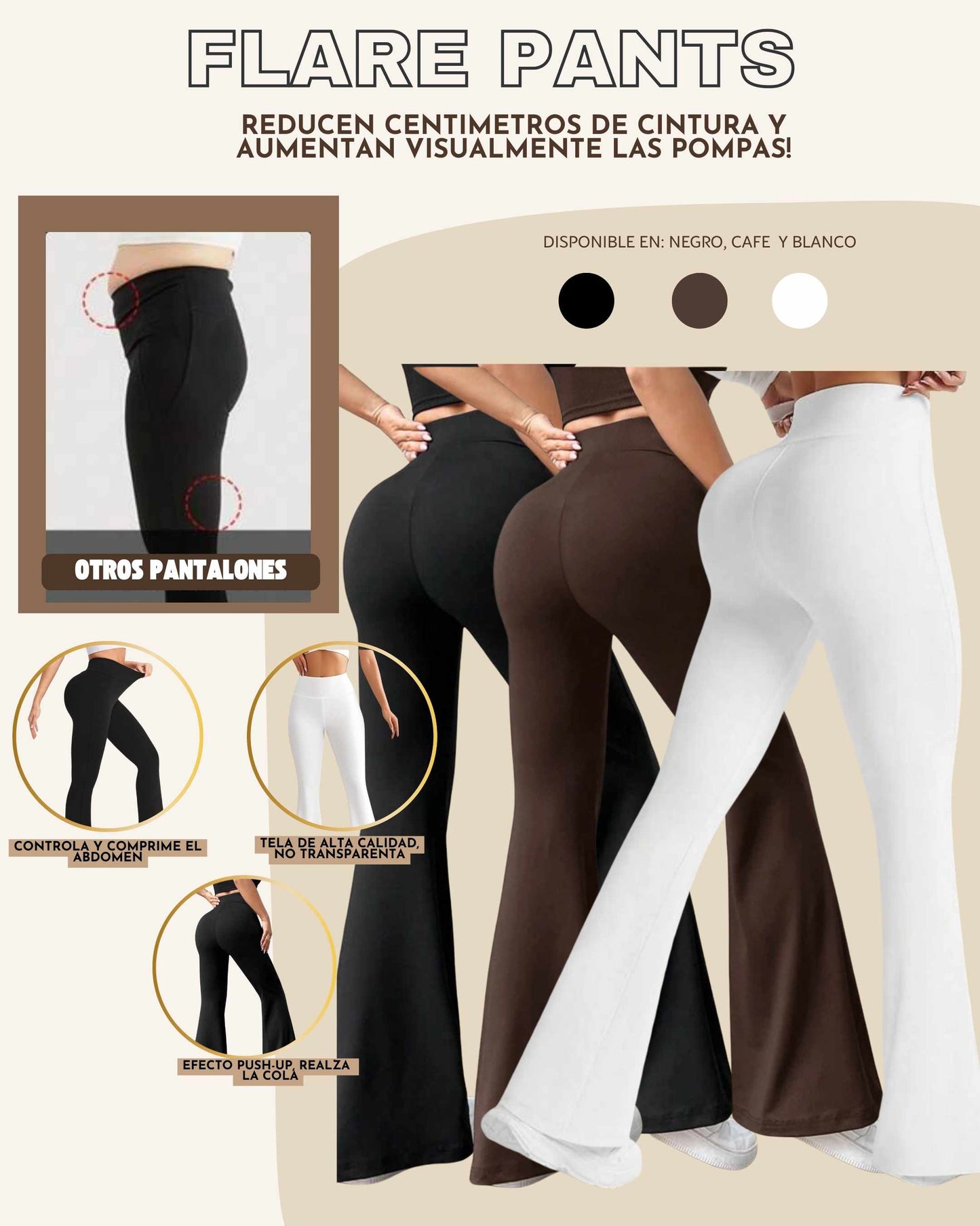 2 X 1 FLARE PANTS BOTA CAMPANA LEVANTA COLA & CONTROL ABDOMEN