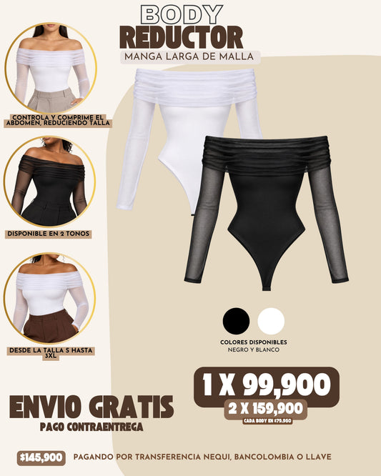 BODY REDUCTOR DE MALLA MANGA LARGA