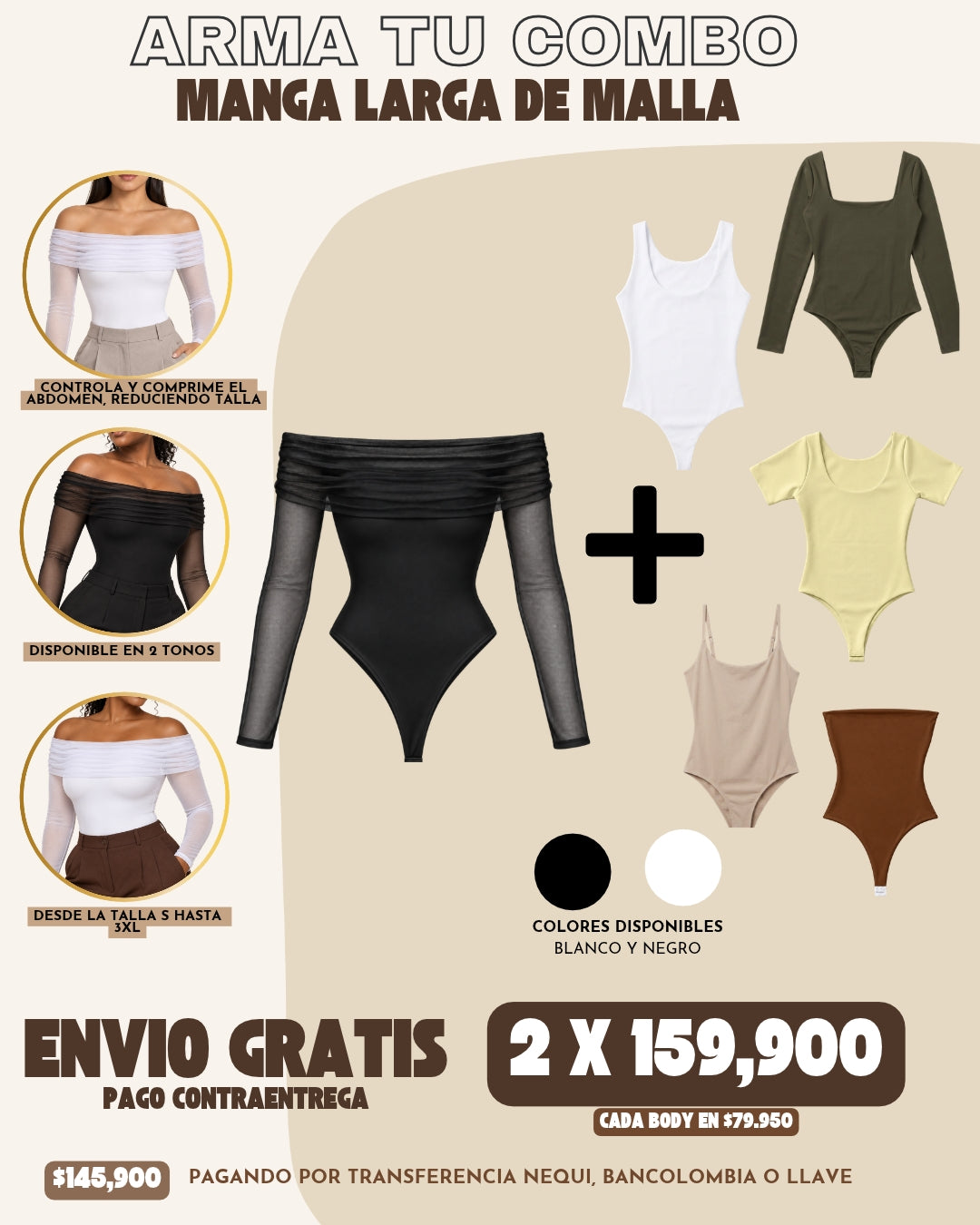 PACK X 2 COMBO REDUCTOR : MALLA MANGA LARGA + TU FAVORITO
