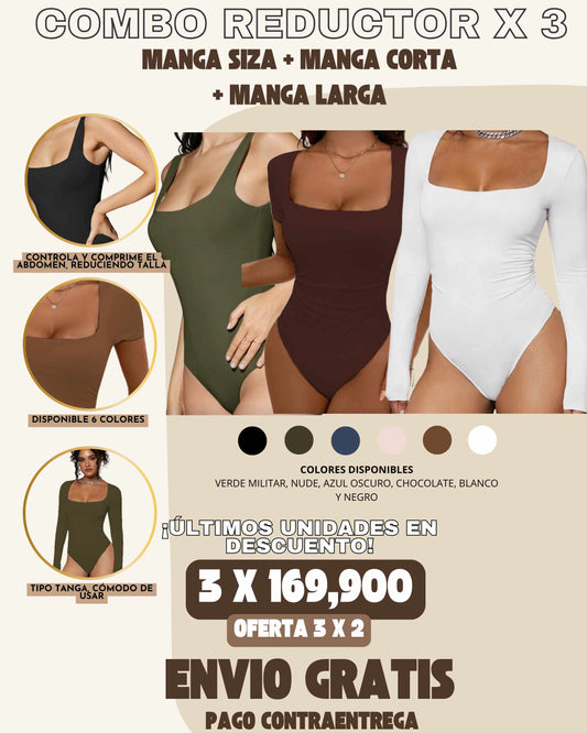 3 x 2 COMBO REDUCTOR : MANGA SIZA + MANGA CORTA + MANGA LARGA