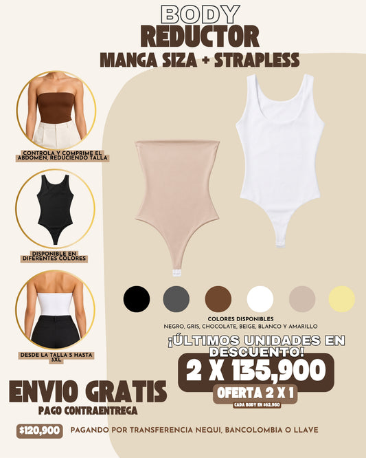 PACK X 2 COMBO REDUCTOR: MANGA SIZA + STRAPLESS