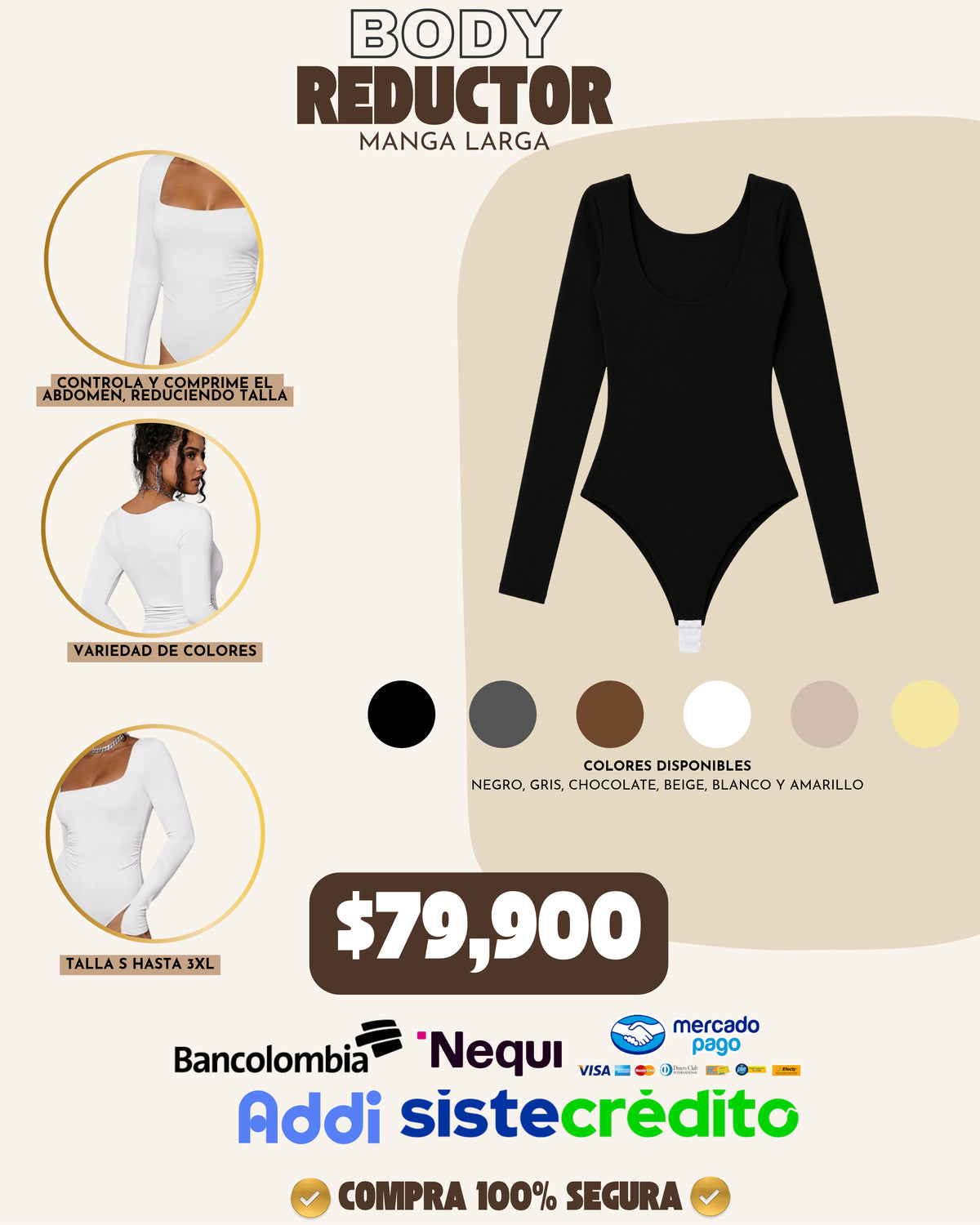 BODY REDUCTOR MANGA LARGA x 1 UND