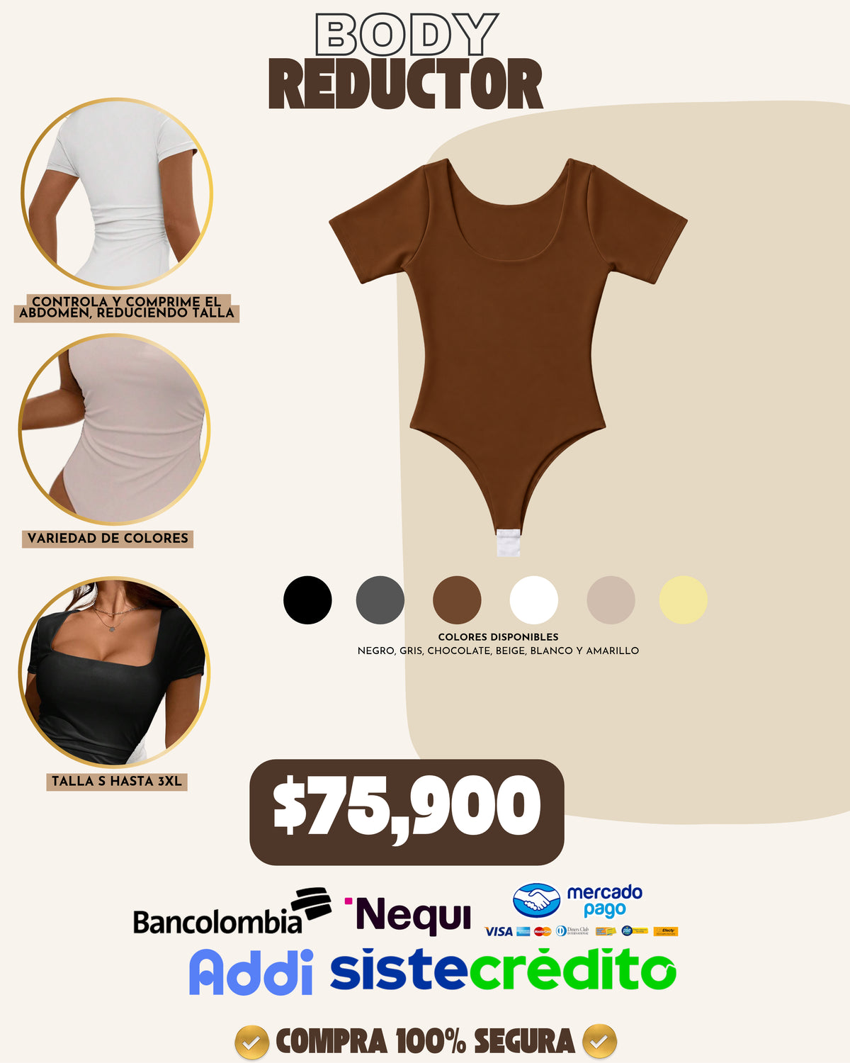 BODY REDUCTOR MANGA CORTA x 1 UND