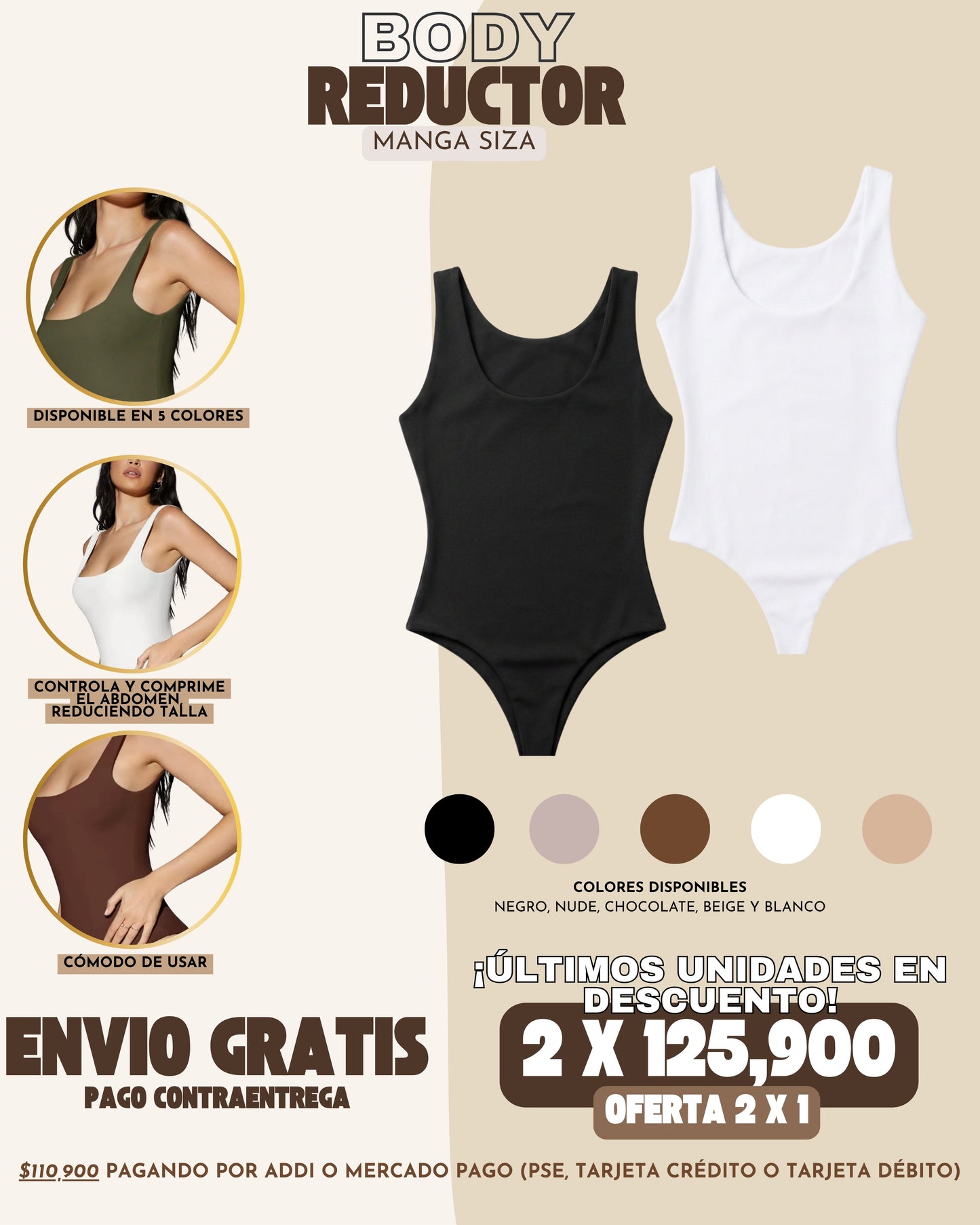 2 X 1 BODYS REDUCTORES MANGA SIZA