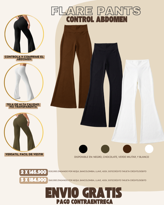 PACK X 2 FLARE PANTS BOTA CAMPANA - CONTROL ABDOMEN